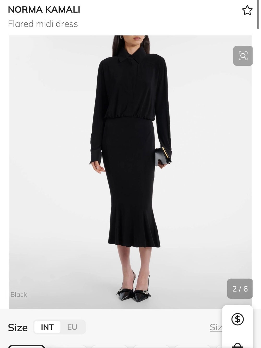 Norma Kamali Black Flared Midi Dress xs